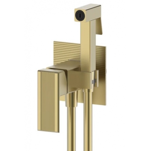 Смеситель с гигиеническим душем VIEIR V443553S, встраиваемый, однорычажный, матовое золото купить в интернет магазине Санрай73