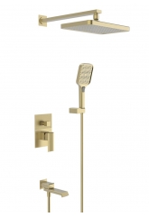 Душевая система VIEIR V443563S, встраиваемая, тропический душ, ручной душ, золото матовое