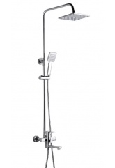 Душевая система VIEIR V113562 однорычажная, поворотный излив, ручной и тропический душ, штанга, хром