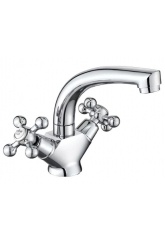 Смеситель для раковины VIEIR V140112, двухвентильный, средний излив, хром