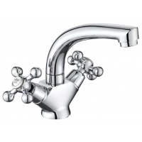 Смеситель для раковины VIEIR V140112, двухвентильный, средний излив, хром