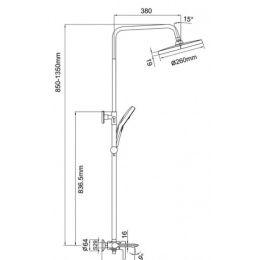 Душевая система VIEIR V283562 однорычажная, поворотный излив, ручной и тропический душ, штанга, хром