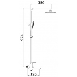 Душевая система VIEIR V393562G, однорычажный, излив, ручной душ, тропический душ, штанга, графит