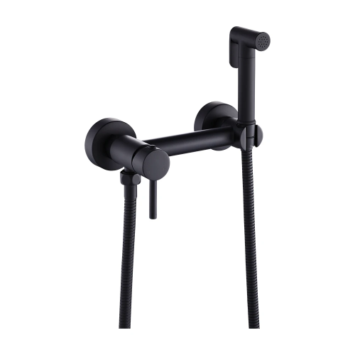 Смеситель с гигиеническим душем Vieir V502552C, настенный, однорычажный, черный купить в интернет магазине Санрай73