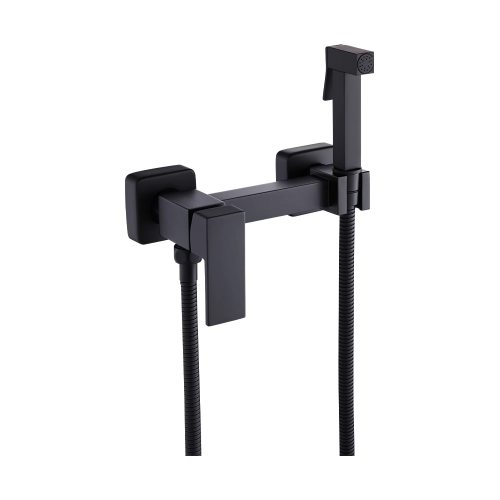 Смеситель с гигиеническим душем Vieir V502554С, настенный, однорычажный, черный купить в интернет магазине Санрай73