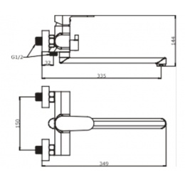 Смеситель для ванны VIEIR V283541C, однорычажный, длинный излив, ручной душ, черный