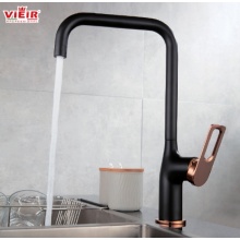 Смеситель для кухни VIEIR V293521CL, однорычажный, высокий Г-излив, черный/золото