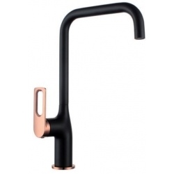 Смеситель для кухни VIEIR V293521CL, однорычажный, высокий Г-излив, черный/золото