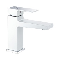 Смеситель для раковины VIEIR V393511F, однорычажный, Г-излив, белый хром