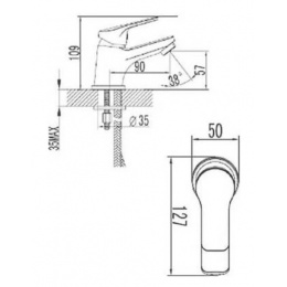 Смеситель для раковины Zenta Свелто однорычажный, короткий излив, хром