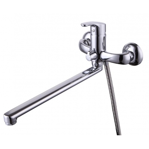 Смеситель для ванны Zenta Файн однорычажный, длинный излив, ручная лейка, хром купить в интернет магазине Санрай73