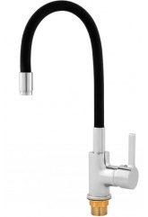 Смеситель для кухни Zenta Капрезе однорычажный, гибкий излив, хром/черный