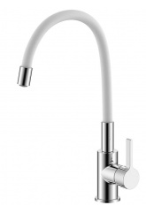 Смеситель для кухни Zenta Капрезе однорычажный, гибкий излив, хром/белый