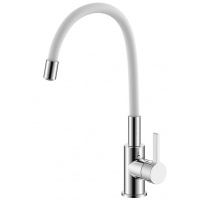 Смеситель для кухни Zenta Капрезе однорычажный, гибкий излив, хром/белый