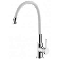 Смеситель для кухни Zenta Капрезе однорычажный, гибкий излив, хром/белый