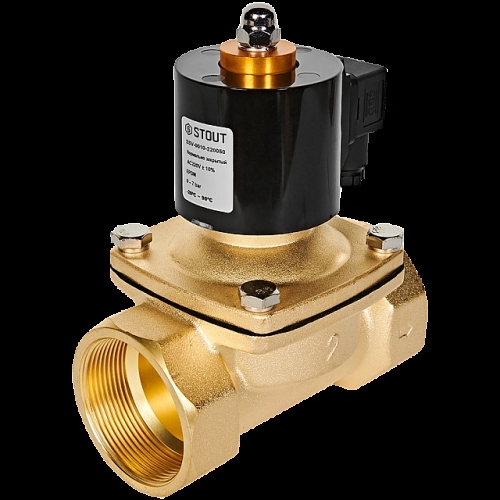 STOUT Клапан соленоидный (электромагнитный), прямого действия, НЗ, 220В, G2, EPDM купить в интернет магазине Санрай73