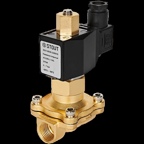 STOUT Клапан соленоидный (электромагнитный), прямого действия, НО, 220В, G1/2, EPDM купить в интернет магазине Санрай73