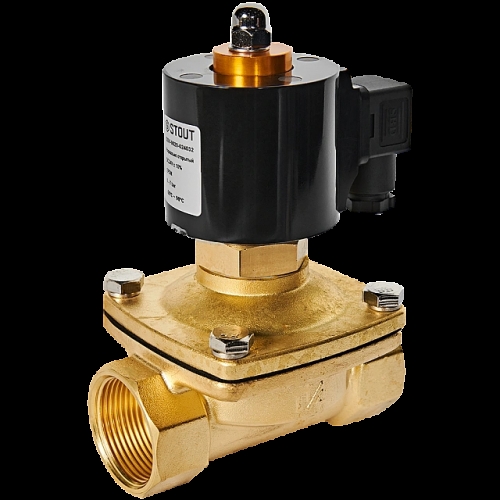 STOUT Клапан соленоидный (электромагнитный), прямого действия, НО, 24В, G1 1/4, EPDM купить в интернет магазине Санрай73