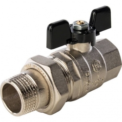 Кран шаровой полнопроходной STOUT ВР/НР, ручка бабочка 1, американка