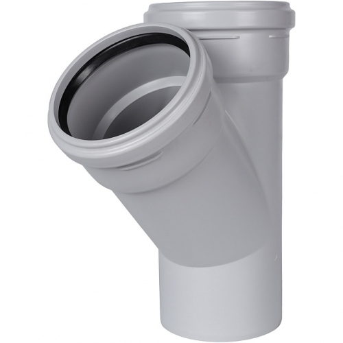 Тройник канализационный бесшумный STOUT D 110 x 110 / 45° купить в интернет магазине Санрай73