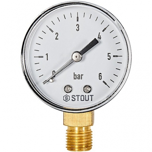 Манометр радиальный STOUT корпус Dn 50 мм 1/4  , 0...6 бар, кл.2.5 купить в интернет магазине Санрай73