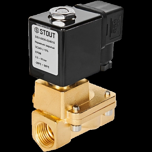 STOUT Клапан соленоидный (электромагнитный), непрямого (пилотного) действия, НЗ, 24В, G1/2, EPDM купить в интернет магазине Санрай73