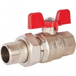 Кран шаровой полнопроходной STOUT с американкой , ВР/НР, ручка бабочка 3/4 (EPDM)