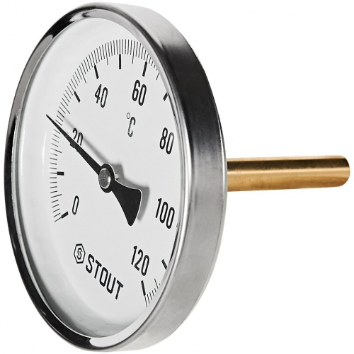 STOUT Термометр биметаллический с погружной гильзой. Корпус Dn 100 мм, гильза 75 мм 1/2 , 0...120°С купить в интернет магазине Санрай73