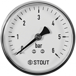 STOUT Манометр аксиальный. Корпус Dn 63 мм 1/4 , 0...6 бар, кл.2.5