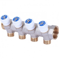 Коллектор распределительный STOUT 1, 4 отвода 1/2 плоское уплотнение