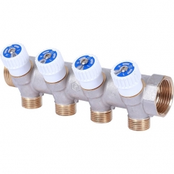 Коллектор распределительный STOUT 1, 4 отвода 1/2 плоское уплотнение