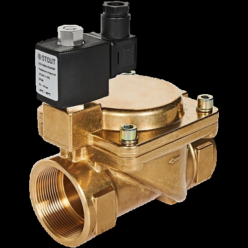 STOUT Клапан соленоидный (электромагнитный), непрямого (пилотного) действия, НО, 24В, G2, EPDM купить в интернет магазине Санрай73