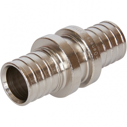 SFA-0003-002002 STOUT Муфта соединительная равнопроходная 20х2,0 никелированная для труб из сшитого полиэтилена аксиальный купить в интернет магазине Санрай73