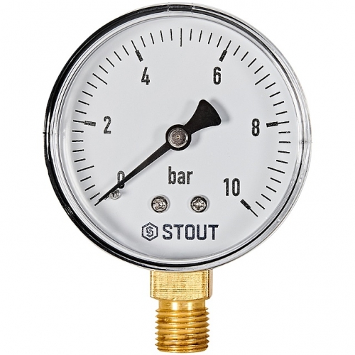 Манометр STOUT радиальный. Корпус Dn 63 мм 1/4 , 0...10 бар, кл.2.5 купить в интернет магазине Санрай73