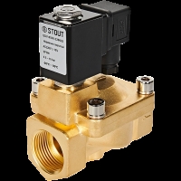 STOUT Клапан соленоидный (электромагнитный), непрямого (пилотного) действия, НЗ, 220В, G1, EPDM