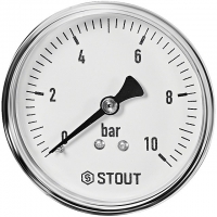 STOUT Манометр аксиальный. Корпус Dn 63 мм 1/4 , 0...10 бар, кл.2.5