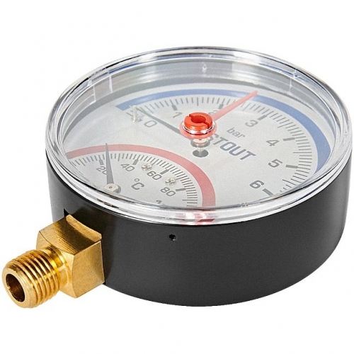 STOUT Термоманометр радиальный в комплекте с автоматическим запорным клапаном. Корпус Dn 80 мм 1/2 , 0...120°C, 0-6 бар. купить в интернет магазине Санрай73