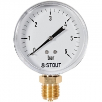 STOUT Манометр радиальный. Корпус Dn 80 мм 1/2 , 0...6 бар, кл.2.5