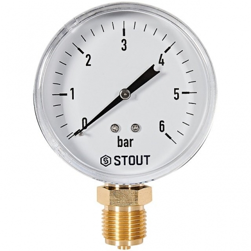STOUT Манометр радиальный. Корпус Dn 80 мм 1/2 , 0...6 бар, кл.2.5 купить в интернет магазине Санрай73