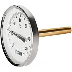 STOUT Термометр биметаллический с погружной гильзой. Корпус Dn 80 мм, гильза 75 мм 1/2 , 0...120°С