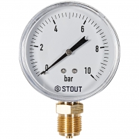 STOUT Манометр радиальный. Корпус Dn 80 мм 1/2 , 0...10 бар, кл.2.5
