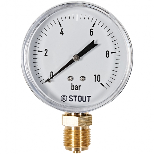STOUT Манометр радиальный. Корпус Dn 80 мм 1/2 , 0...10 бар, кл.2.5 купить в интернет магазине Санрай73