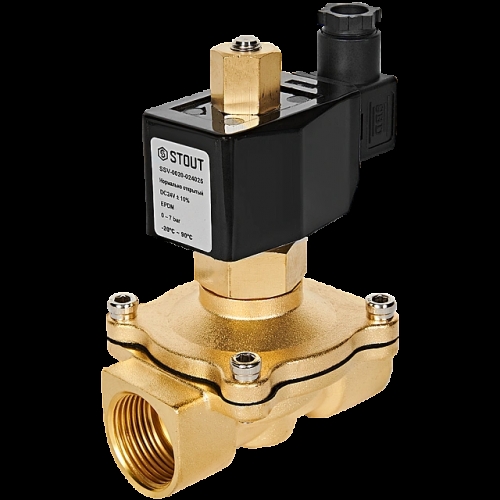 STOUT Клапан соленоидный (электромагнитный), прямого действия, НО, 24В, G1, EPDM купить в интернет магазине Санрай73
