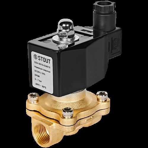 STOUT Клапан соленоидный (электромагнитный), прямого действия, НЗ, 24В, G1/2, EPDM купить в интернет магазине Санрай73