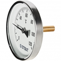 STOUT Термометр биметаллический с погружной гильзой. Корпус Dn 100 мм, гильза 50 мм 1/2 , 0...120°С