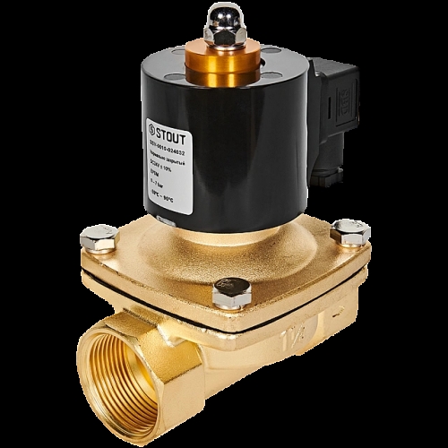 STOUT Клапан соленоидный (электромагнитный), прямого действия, НЗ, 24В, G1 1/4, EPDM купить в интернет магазине Санрай73