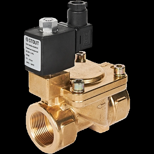 STOUT Клапан соленоидный (электромагнитный), непрямого (пилотного) действия, НО, 24В, G1 1/4, EPDM купить в интернет магазине Санрай73