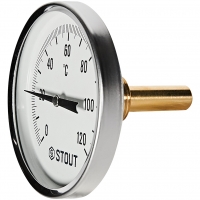 STOUT Термометр биметаллический с погружной гильзой. Корпус Dn 80 мм, гильза 50 мм 1/2 , 0...120°С