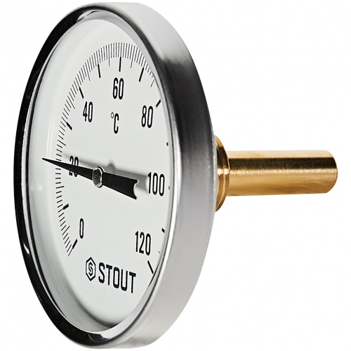 STOUT Термометр биметаллический с погружной гильзой. Корпус Dn 80 мм, гильза 50 мм 1/2 , 0...120°С купить в интернет магазине Санрай73