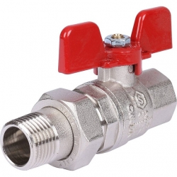 Кран шаровой полнопроходной STOUT с американкой , ВР/НР, ручка бабочка 1/2 (EPDM)